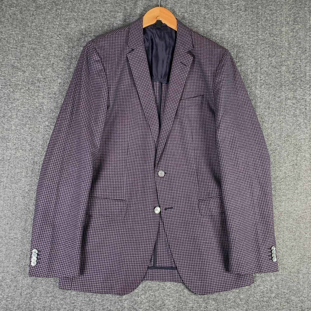 Hugo Boss Blazer Jacket Men 42L Houndstooth Unlined Sport Coat Lanificio Italy